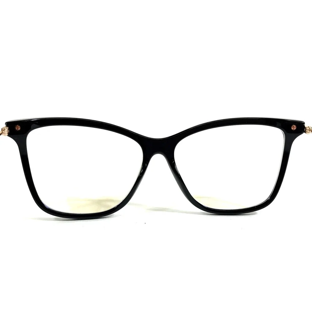 Tom Ford Eyeglasses Frames TF5824-B 001 Black Gold Cat Eye w/ Clip-on 56-14-140